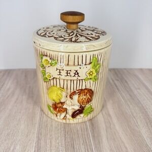 Treasure Craft USA Tea Canister Ceramic Vintage Kitchen Storage Jar w Lid